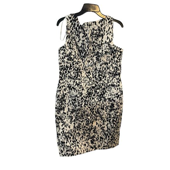 Calvin Klein Women 12 Black/White Abstract Print Sleeveless Layered Sheath Dress - Picture 1 of 4